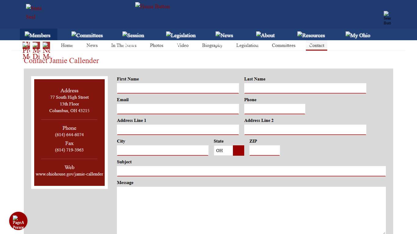 Contact Jamie Callender Ohio House of Representatives