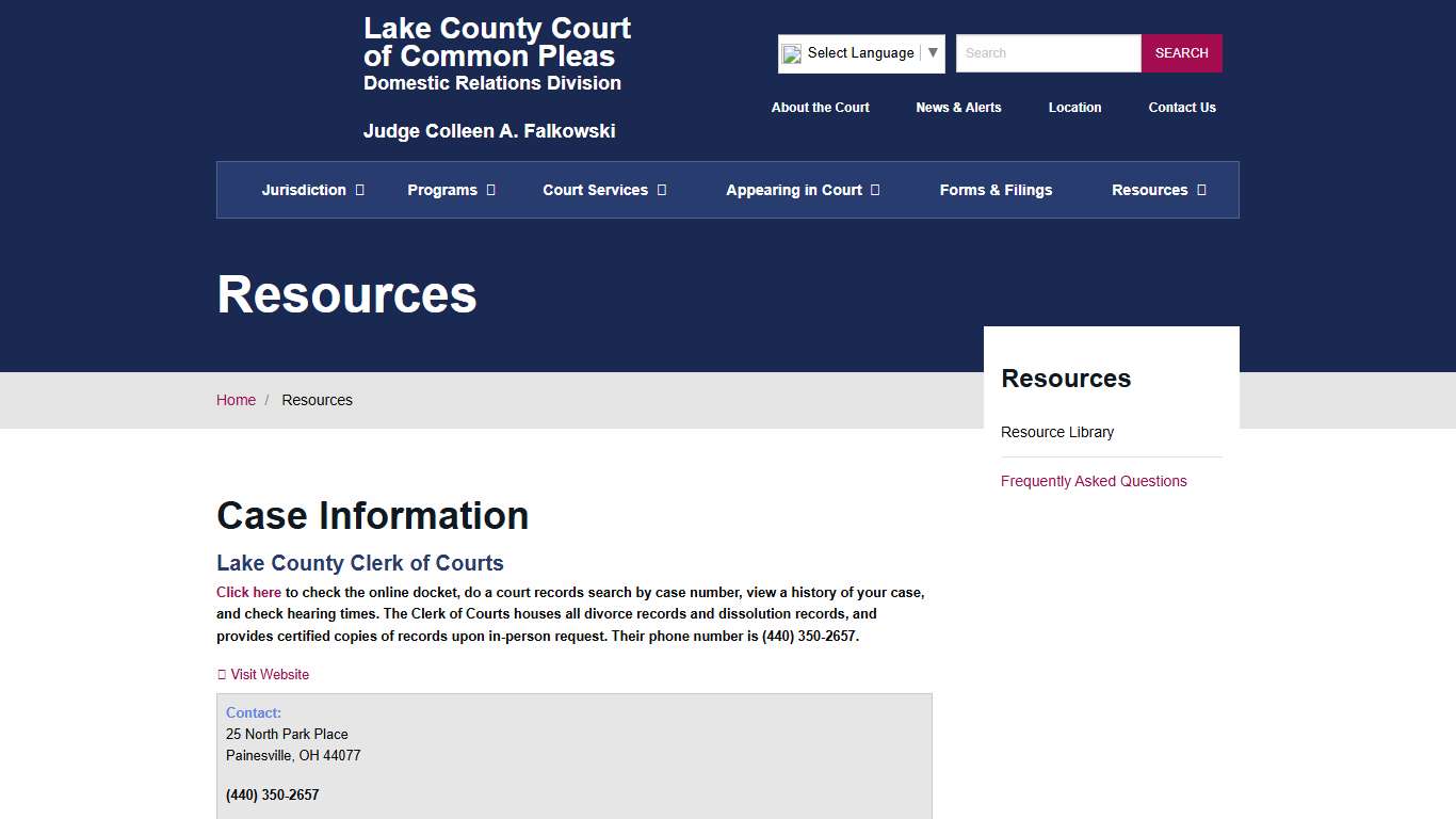 Resources - Lake County Domestic Relations Court